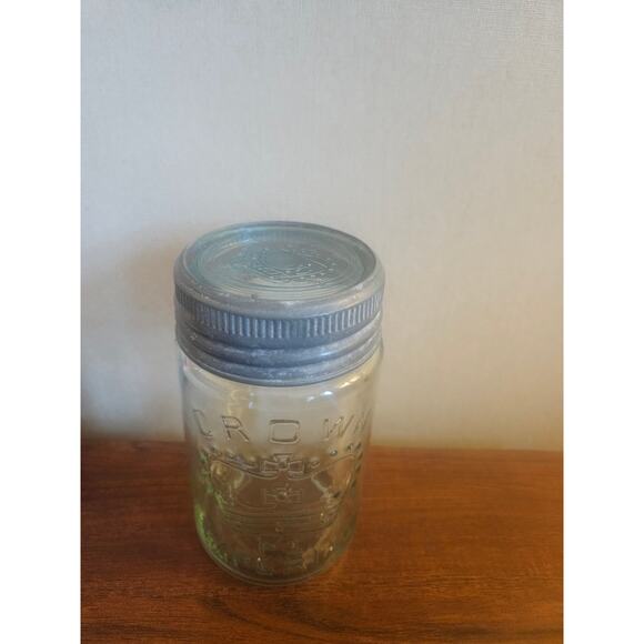 Vintage CROWN PT IMPERIAL Aqua Blue pint fruit jar - Picture 4 of 9